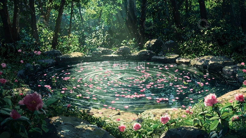 高清大图下载【趣麦麦图】森林中的静谧水池