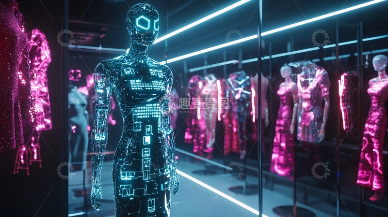 高清大图下载【趣麦麦图】霓虹灯下的未来服装秀