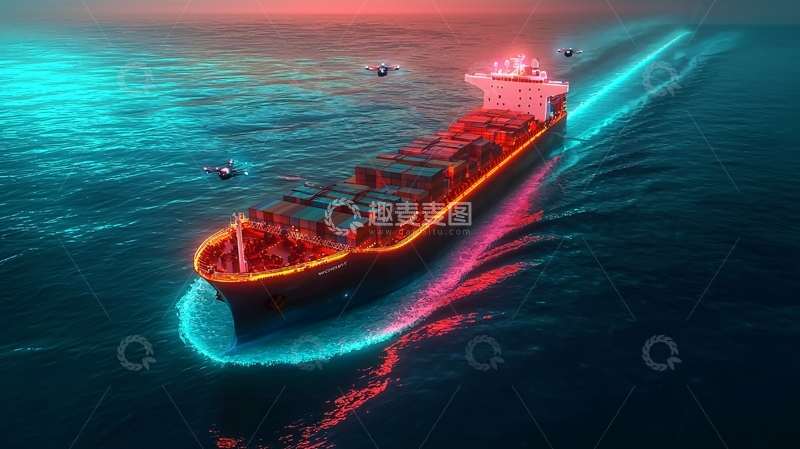 高清大图下载【趣麦麦图】未来科技感货轮