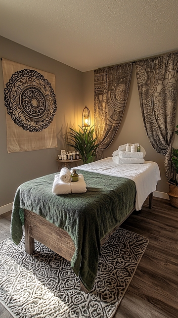 按摩床舒适的房间