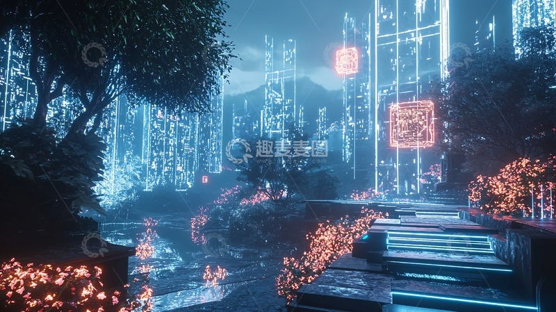 高清大图下载【趣麦麦图】未来科技感城市夜景