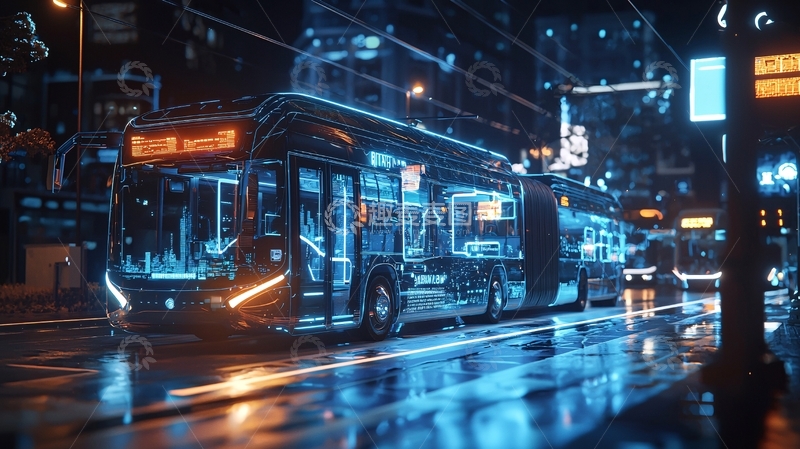 高清大图下载【趣麦麦图】未来城市公交车