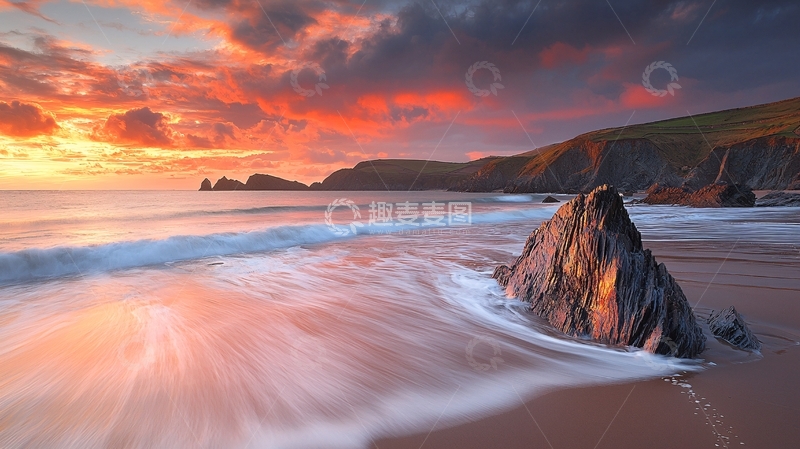 高清大图下载【趣麦麦图】海边日落的唯美景观