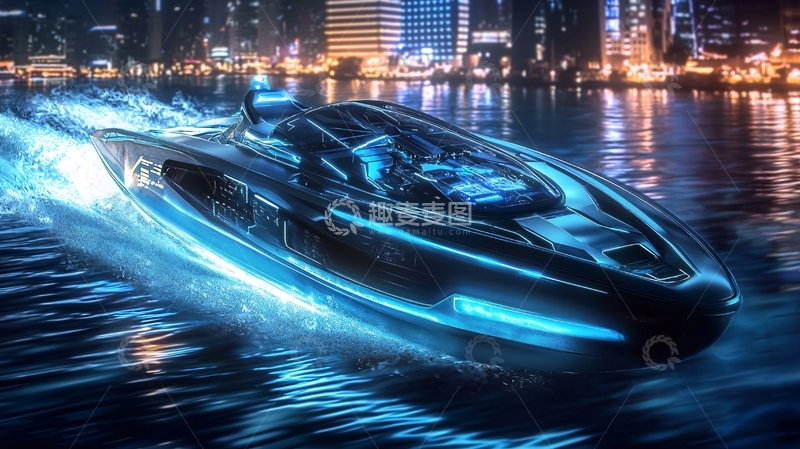 高清大图下载【趣麦麦图】夜景水上飞船