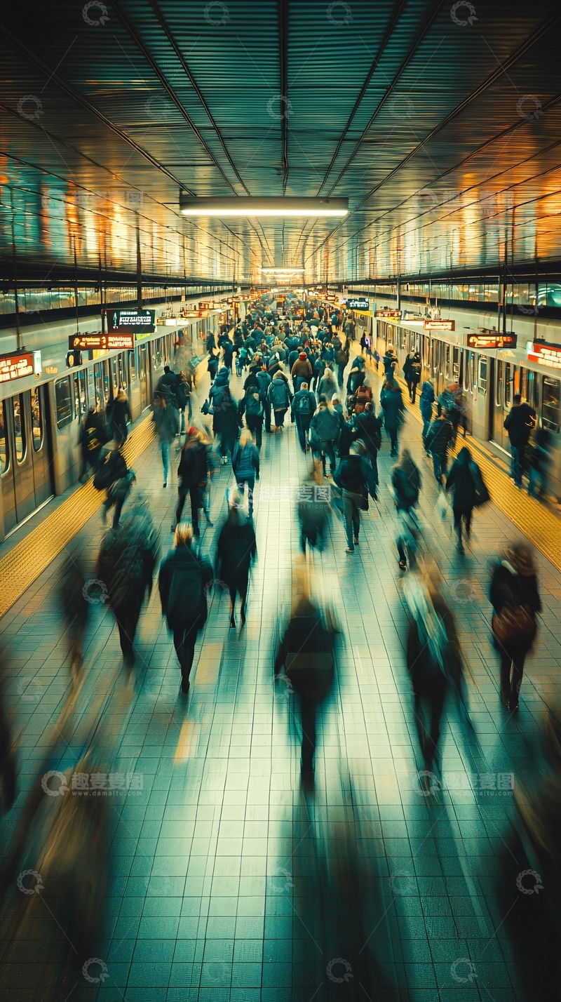 高清大图下载【趣麦麦图】地铁站拥挤的人群