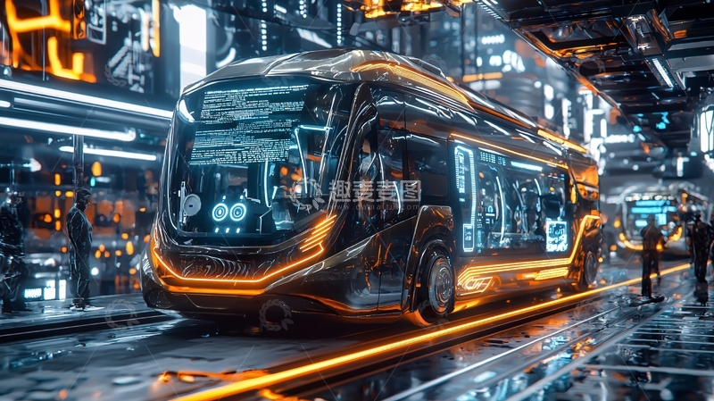 高清大图下载【趣麦麦图】未来科技感公交车