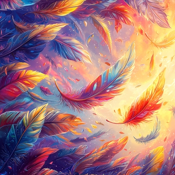 彩色羽毛漂浮在空中