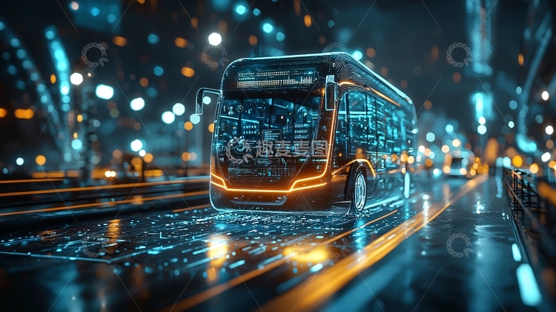 高清大图下载【趣麦麦图】未来科技感公交车