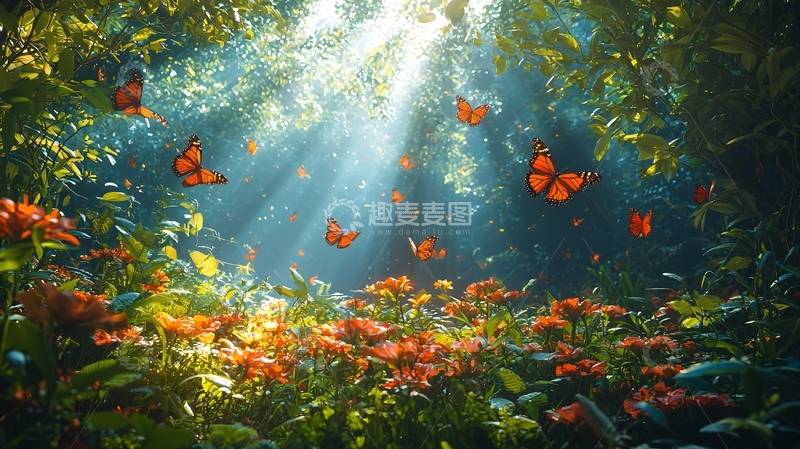 高清大图下载【趣麦麦图】阳光穿过森林