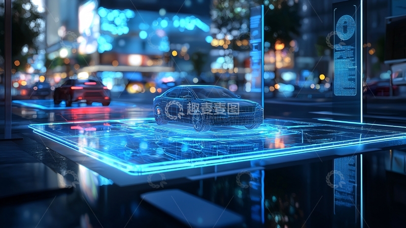 高清大图下载【趣麦麦图】未来城市夜景汽车科技