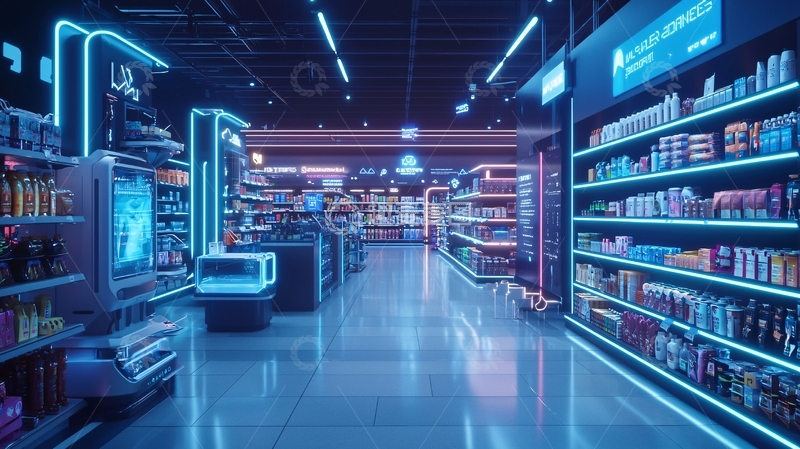 高清大图下载【趣麦麦图】未来感便利店