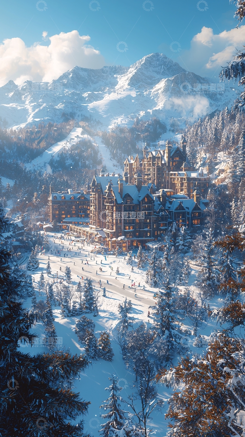 高清大图下载【趣麦麦图】雪山中的城堡