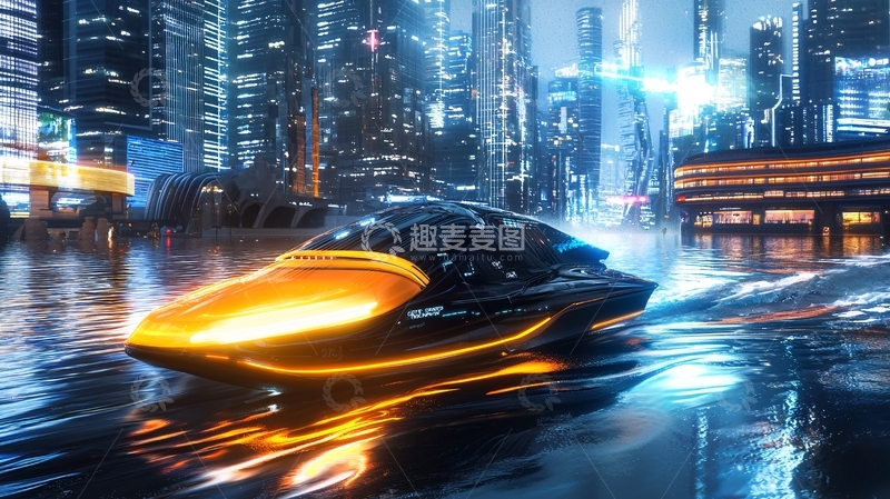 高清大图下载【趣麦麦图】未来都市飞船