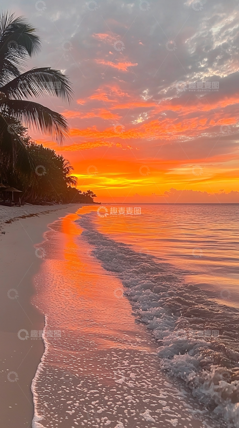 高清大图下载【趣麦麦图】海边日落的壮丽景色