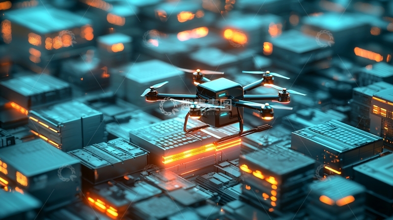 高清大图下载【趣麦麦图】无人机在电路板飞行