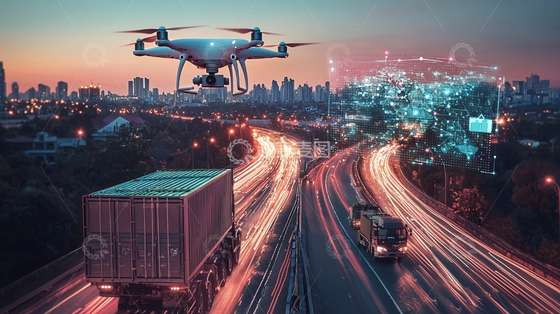 高清大图下载【趣麦麦图】无人机航拍城市夜景