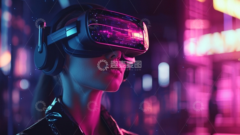 高清大图下载【趣麦麦图】未来科技感女生VR眼镜