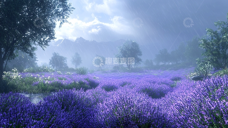 高清大图下载【趣麦麦图】紫色薰衣草田