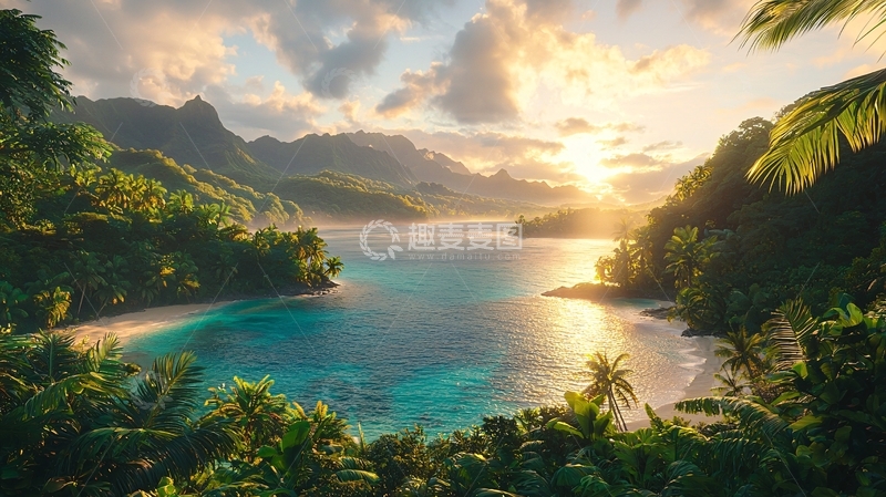 高清大图下载【趣麦麦图】热带海岛日出美景
