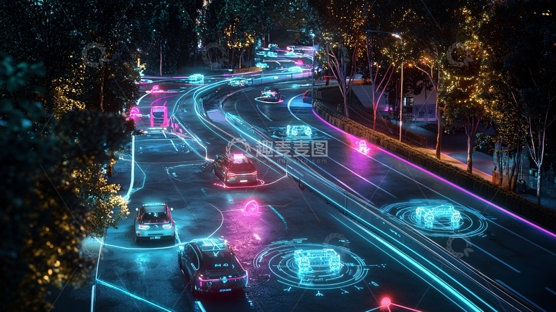 高清大图下载【趣麦麦图】夜景道路车辆轨迹