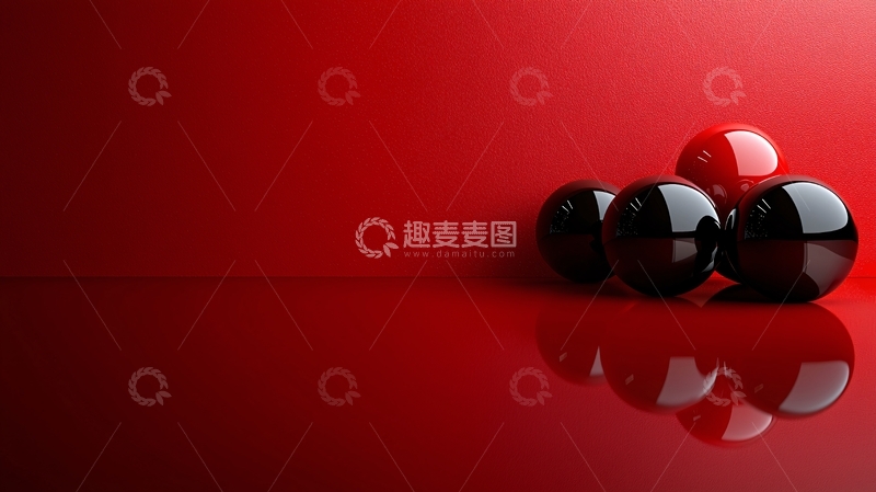高清大图下载【趣麦麦图】红色背景上的黑色和红色球体