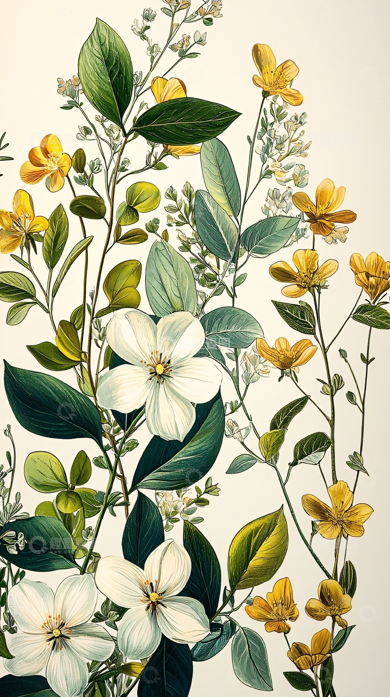 高清大图下载【趣麦麦图】白色和黄色花朵的植物