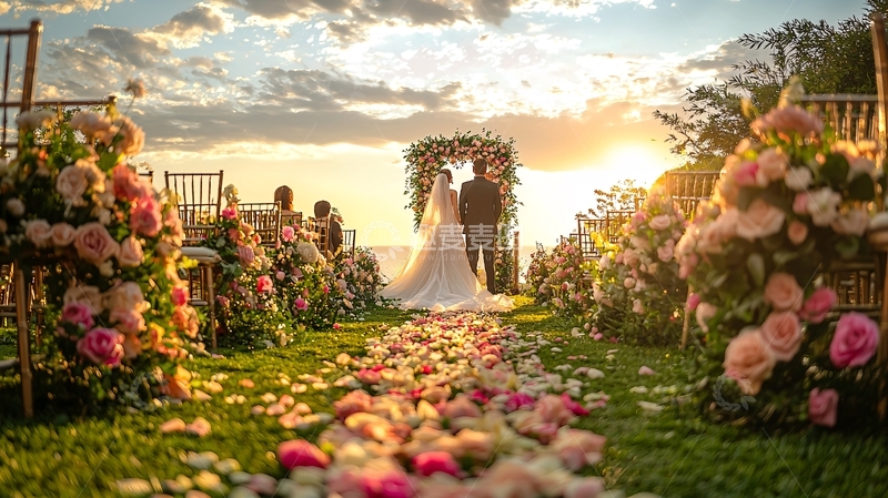 高清大图下载【趣麦麦图】浪漫的海边婚礼仪式