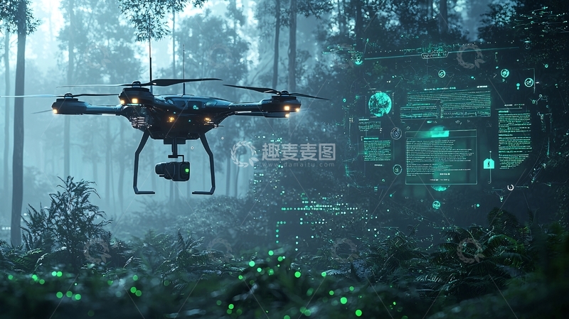 高清大图下载【趣麦麦图】森林无人机