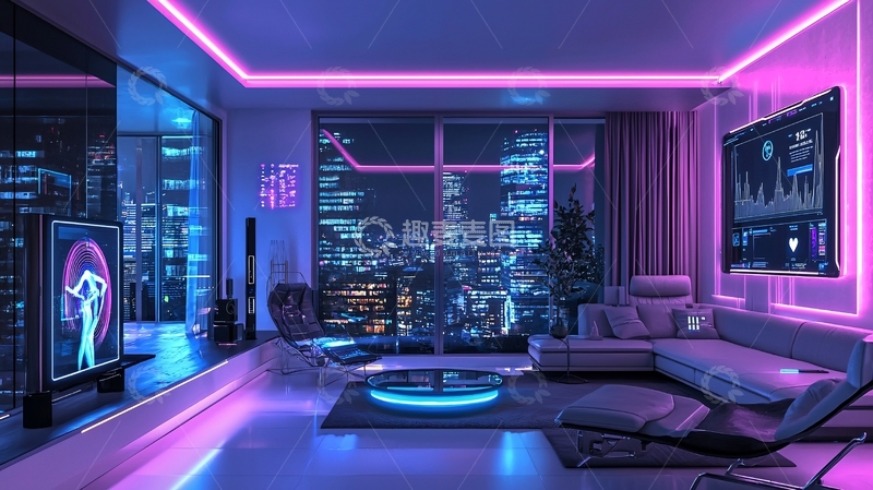 高清大图下载【趣麦麦图】未来科技感客厅