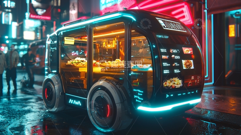 高清大图下载【趣麦麦图】未来科技感小吃车