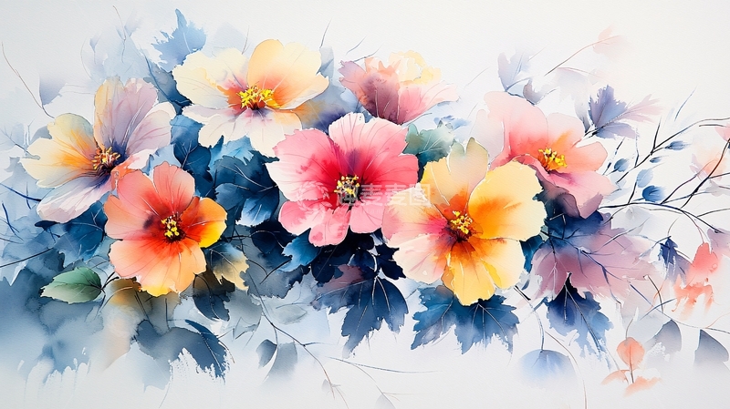 高清大图下载【趣麦麦图】水彩花卉清新淡雅