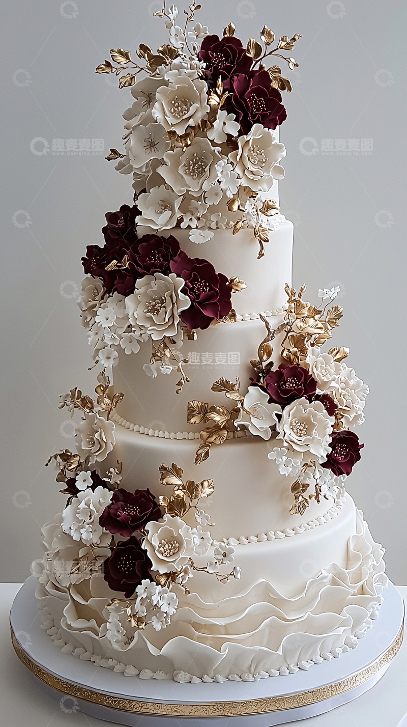 高清大图下载【趣麦麦图】白色多层鲜花蛋糕