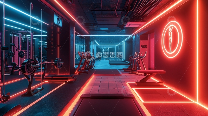 高清大图下载【趣麦麦图】炫酷霓虹灯健身房