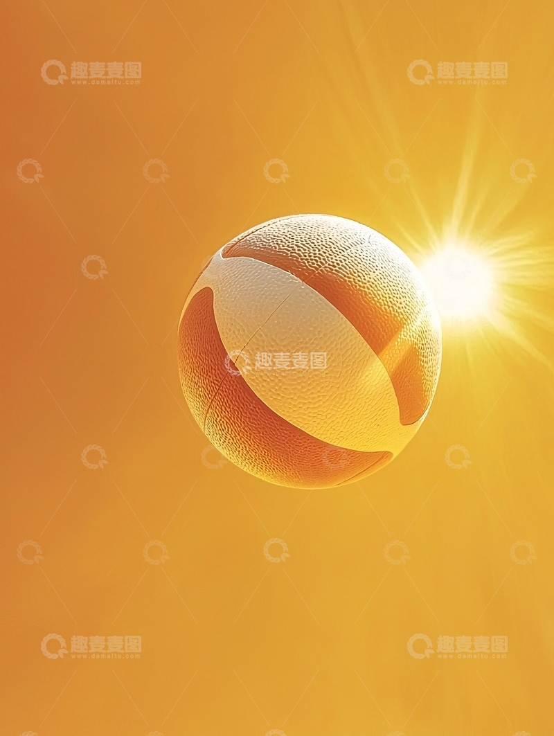 高清大图下载【趣麦麦图】橙色背景下的篮球和阳光