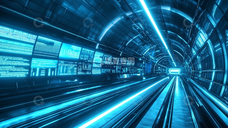 高清大图下载【趣麦麦图】蓝色科技感隧道