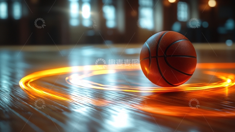 高清大图下载【趣麦麦图】篮球在木地板上旋转