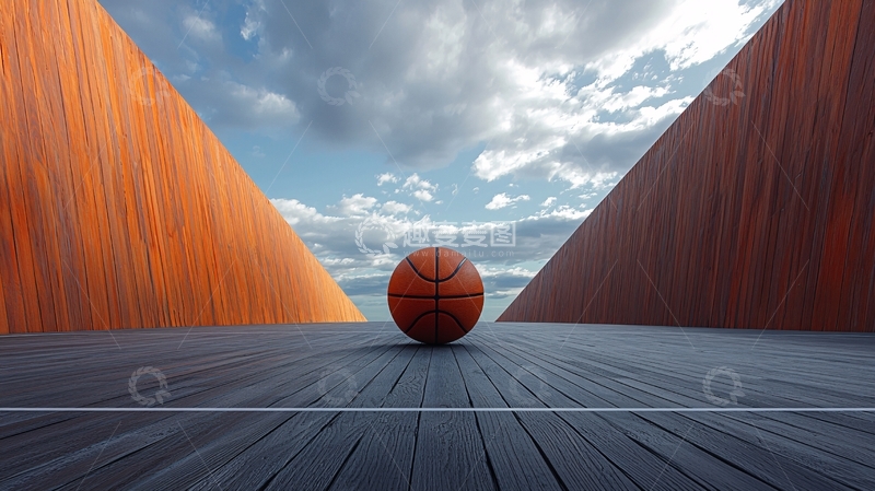 高清大图下载【趣麦麦图】篮球位于三角形建筑中间