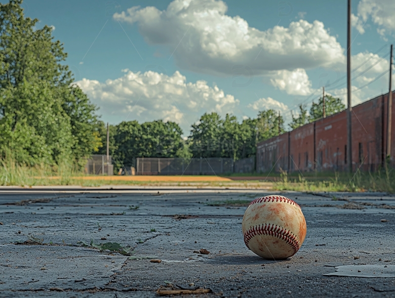 高清大图下载【趣麦麦图】废弃棒球场上的棒球