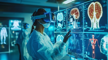 医生戴VR眼镜查看医学影像
