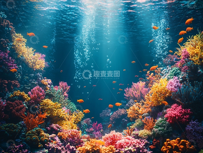 高清大图下载【趣麦麦图】水下珊瑚礁的绚丽场景
