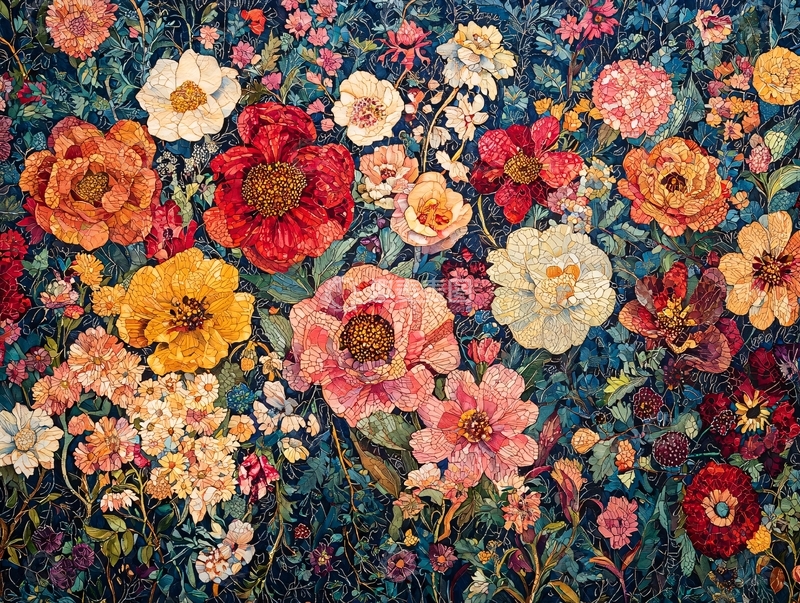 高清大图下载【趣麦麦图】繁复的花朵簇拥绽放