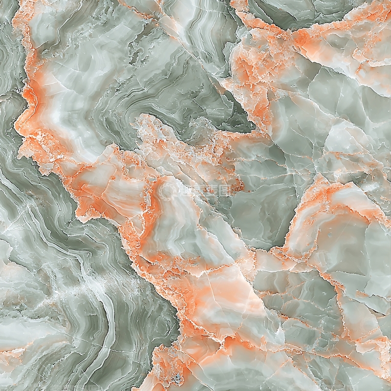 高清大图下载【趣麦麦图】灰绿色橙色纹理的大理石