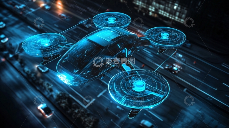 高清大图下载【趣麦麦图】未来科技感无人机航拍