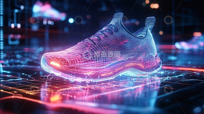 高清大图下载【趣麦麦图】炫酷未来感透明跑鞋