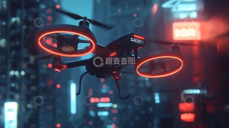高清大图下载【趣麦麦图】未来科技感无人机