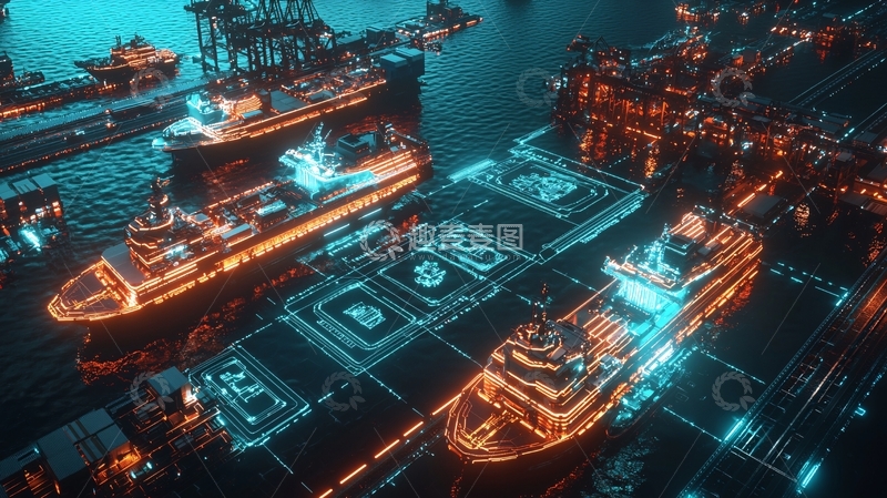 高清大图下载【趣麦麦图】-夜晚港口夜景