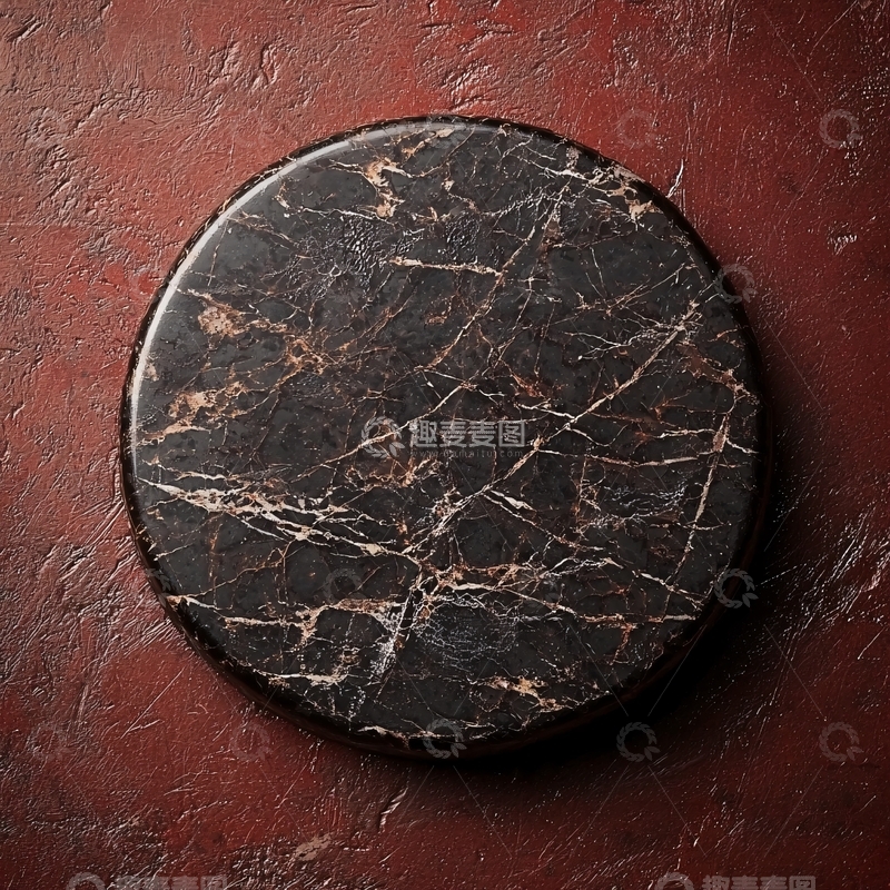 高清大图下载【趣麦麦图】黑色大理石纹理圆盘