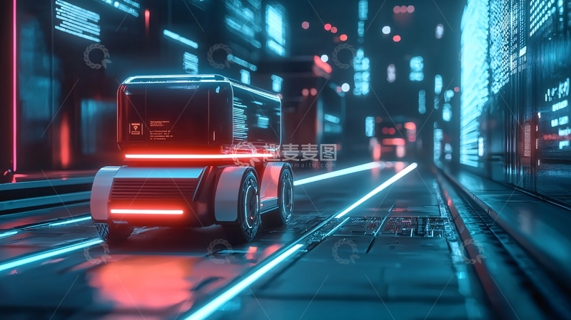 高清大图下载【趣麦麦图】未来科技感自动驾驶卡车