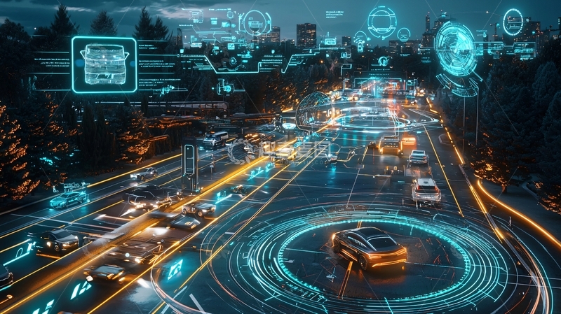 高清大图下载【趣麦麦图】夜幕下的智能交通系统