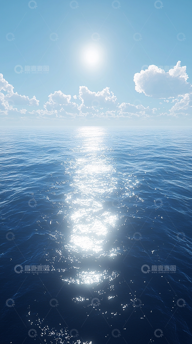 高清大图下载【趣麦麦图】晴朗天空下的平静海面